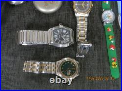 Lot 15 Watch items 14 wrist & 1 Pocket Watch Case includes 3 Vintage Character
