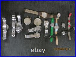 Lot 15 Watch items 14 wrist & 1 Pocket Watch Case includes 3 Vintage Character