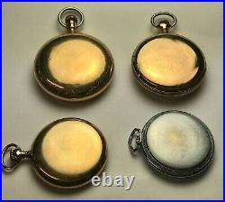 Lot 4 American Pocket Watches, 3 in Gold-Filled Cases, Elgin & Waltham, Running