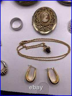 Lot Antique. 800 Silver Pocket Watch & Big Double Hunter Case Gold & Jewelry