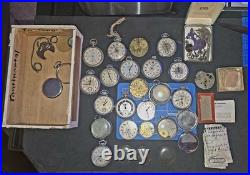 Lot Of Antique Pocket Watch Cases & Parts plus Some Research Papers By Inventor