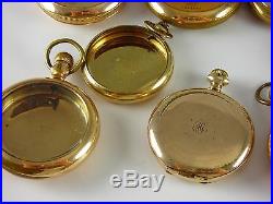Lot of 10 Antique gold filled pocket watch cases. Total weight 15.4 oz