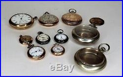 Lot of 10 Vintage Antique Gold Filled Watches & Silver Cases for repair or scrap