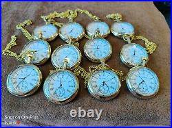 Lot of 12Watch elgin vintage pocket Collectible Antique Brass Pocket Watch GIFT