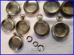 Lot of 16 18 Size Pocket watch cases, Silveroid, Silverine, Nickel, From Estate