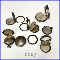 Lot of 6 Sterling Silver Pocket watch Cases 122 Grams