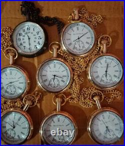 Lot of 8 vintage elgin pocket Watch Collectible Antique Brass Pocket Watch GIFT
