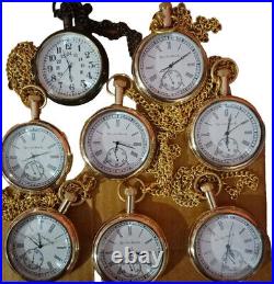 Lot of 8 vintage elgin pocket Watch Collectible Antique Brass Pocket Watch GIFT