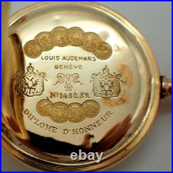 Louis Audemars Pendant Watch 18K Gold Hunter Case Geneva 1900