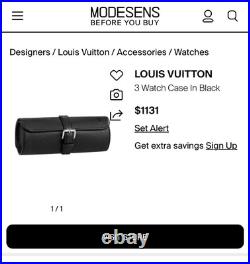 Louis Vuitton Ardoise Taiga Black 3 Watch Case Retails $1,220 Rare