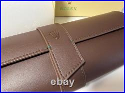 Luxury Brown Leather Watch Roll Travel Case 3 Slot Storage Pouch Collector Gift