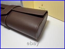 Luxury Brown Leather Watch Roll Travel Case 3 Slot Storage Pouch Collector Gift