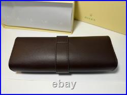 Luxury Brown Leather Watch Roll Travel Case 3 Slot Storage Pouch Collector Gift