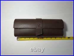 Luxury Brown Leather Watch Roll Travel Case 3 Slot Storage Pouch Collector Gift