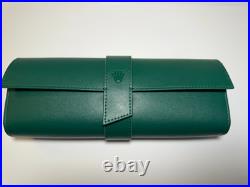 Luxury Green Leather Watch Roll Travel Case 3 Slot Storage Pouch Collector Gift