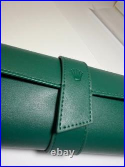 Luxury Green Leather Watch Roll Travel Case 3 Slot Storage Pouch Collector Gift