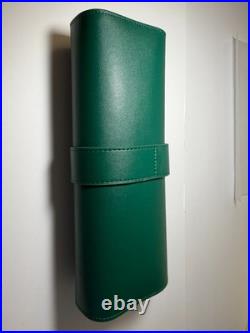 Luxury Green Leather Watch Roll Travel Case 3 Slot Storage Pouch Collector Gift