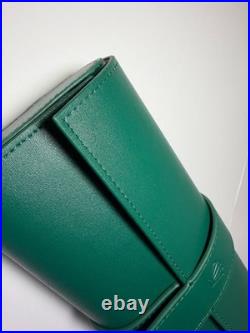 Luxury Green Leather Watch Roll Travel Case 3 Slot Storage Pouch Collector Gift