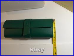 Luxury Green Leather Watch Roll Travel Case 3 Slot Storage Pouch Collector Gift