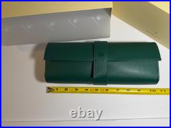 Luxury Green Leather Watch Roll Travel Case 3 Slot Storage Pouch Collector Gift