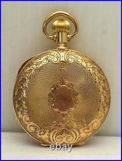 MERMOD JACCARD Antique 14K GOLD Pocket Watch Agassiz J&S 14-KARAT HUNTING CASE
