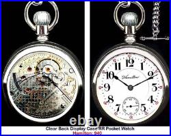 MINT 18 Size High End Railroad Display Case Pocket Watch Hamilton 940. Working