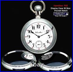 MINT 18 Size High End Railroad Display Case Pocket Watch Hamilton 940. Working