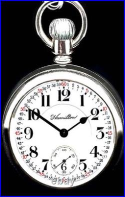 MINT 18 Size High End Railroad Display Case Pocket Watch Hamilton 940. Working