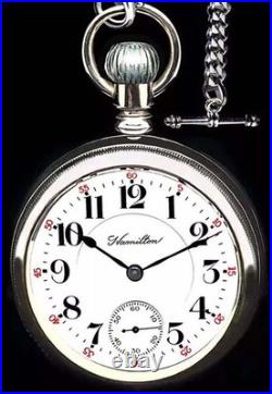 MINT 18 Size High End Railroad Display Case Pocket Watch Hamilton 940. Working