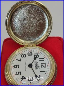 MINT 54mm WESTCLOX USA RAILROAD TRAIN VINTAGE POCKET WATCH