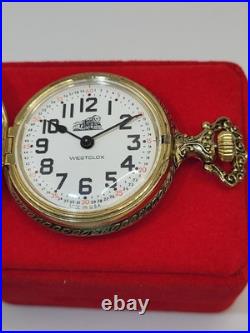 MINT 54mm WESTCLOX USA RAILROAD TRAIN VINTAGE POCKET WATCH