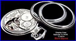 MINT Display Back Railroad Silver Plate Case Pocket Watch ILLINOIS Bunn Special