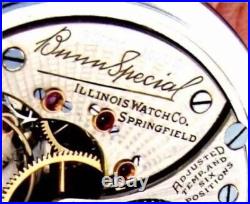 MINT Display Back Railroad Silver Plate Case Pocket Watch ILLINOIS Bunn Special