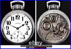 MINT Display Back Railroad Silver Plate Case Pocket Watch ILLINOIS Bunn Special