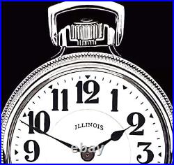 MINT Display Back Railroad Silver Plate Case Pocket Watch ILLINOIS Bunn Special