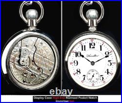 MINT High End Railroad Display Case 21 Jewels Pocket Watch Hamilton 940 Working