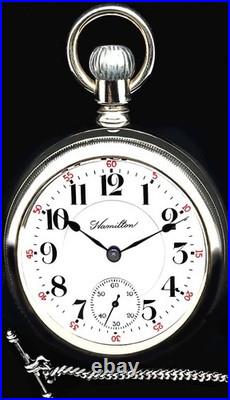 MINT High End Railroad Display Case 21 Jewels Pocket Watch Hamilton 940 Working