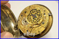 Montre Ancienne Gousset Coq En Argent 1820 Pair Case Fusee Pocket Watch