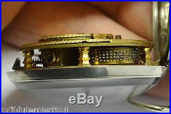 Montre Ancienne Gousset Coq En Argent 1820 Pair Case Fusee Pocket Watch