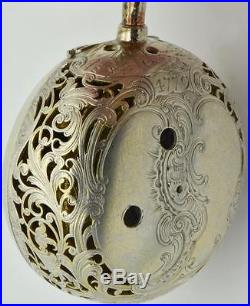 MUSEUM Renaissance Verge Fusee pierced silver case watch by Thomas Lozano c1730s