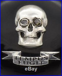 MUSEUM Silver&Enamel Verge Fusee pair case Skull Memento Mori pocket watch c1730