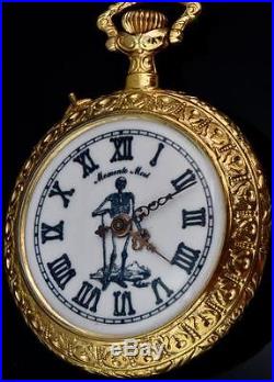 MUSEUM antique Gold plated chased case Memento Mori watch. SKELETON on the dial