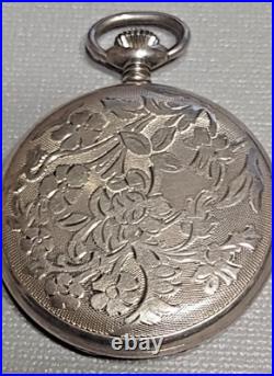 Man's Arnex Sterling Silver Hunter Pocket Watch 17 Jewel 50mm