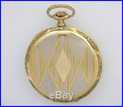 Marvin vintage 1930/35 deco pocket watch 18k white & yellow gold case 47.5mm