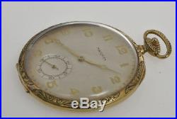 Marvin vintage 1930/35 deco pocket watch 18k white & yellow gold case 47.5mm