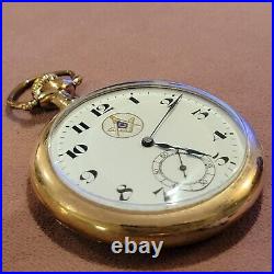Masonic 1926 Elgin Pocket Watch 16s 15j Model 7 Wadsworth Openface Case Works