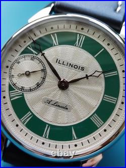 Men's ILLINOIS A. Lincoln Vintage Movement of Pocket Watch in new wrist case