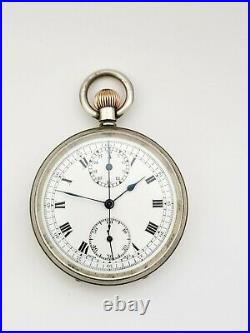 Minerva chronograph nickel case pocket watch for repair