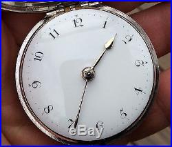Mint 1798 English Verge Fusee Silver Pair Case Pocket Watch John Bent, Liverpool
