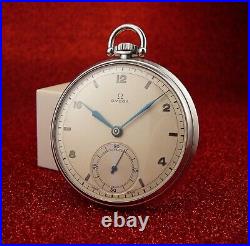 Mint Omega Art Decó Pocket Watch, Stainless Steel Case From 1940